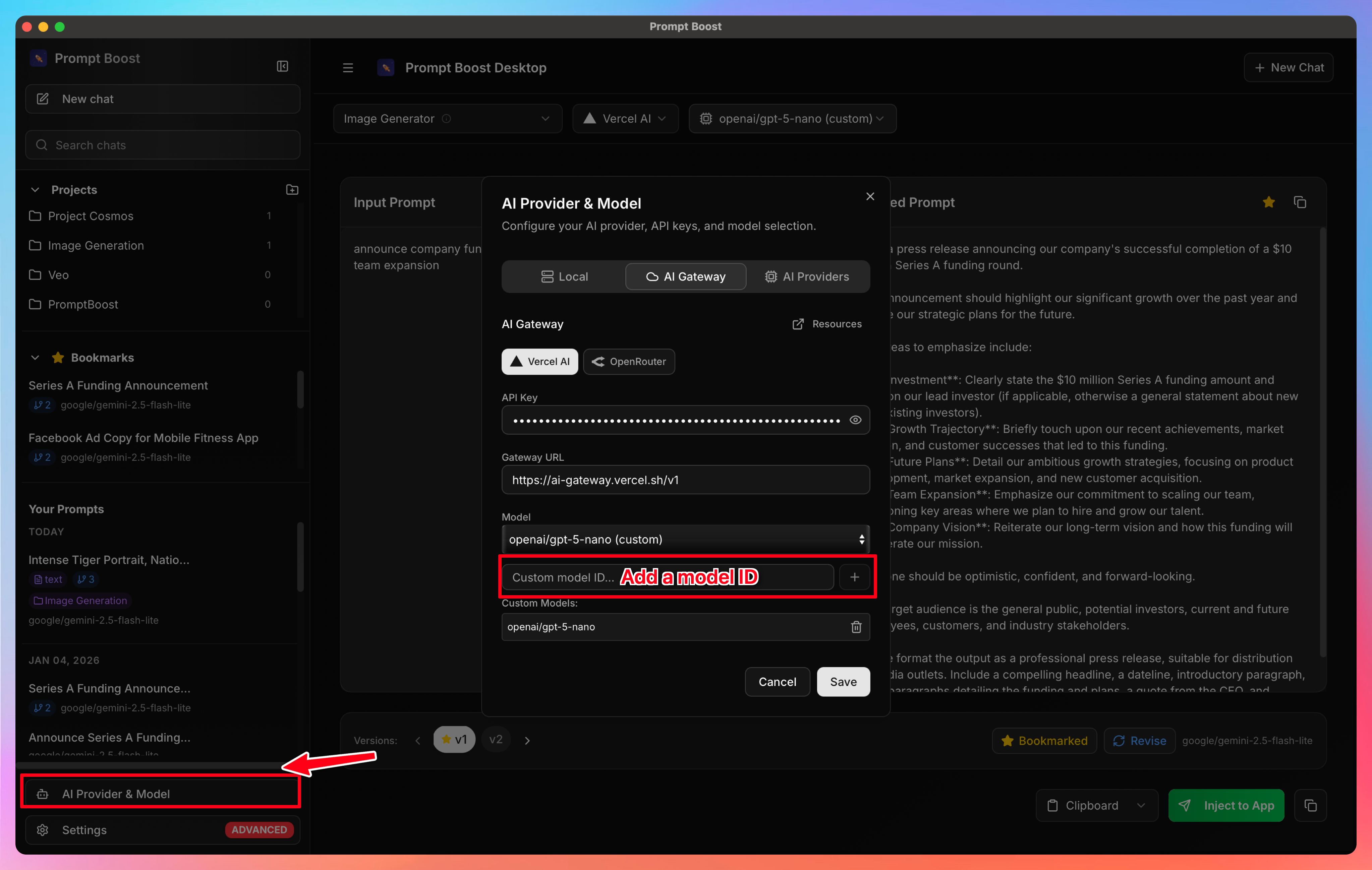 Customize AI model settings for optimal results
